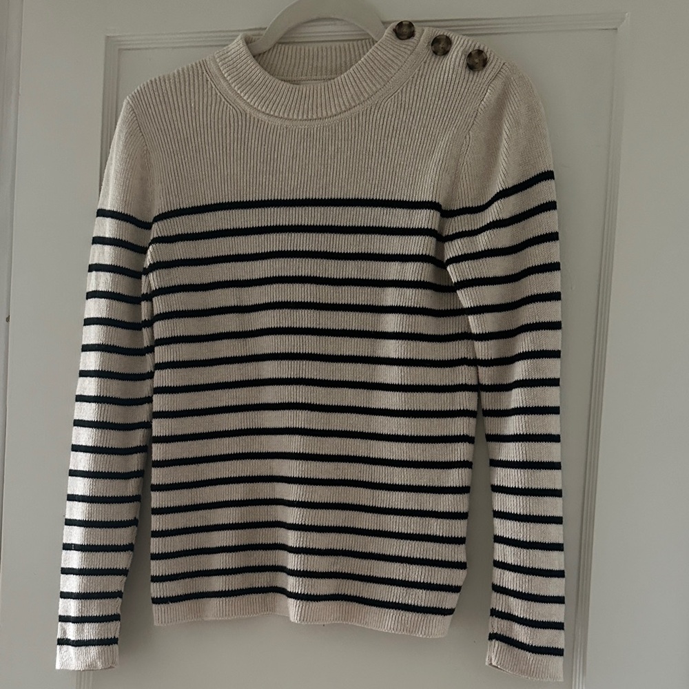 GAP Striped Cream and Black Sweater Small